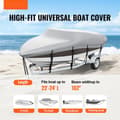 Miniatyrbillede 2 af 9: Bådcover til trailere 7010-7310 mm, vandtæt 600D marine PU Oxford, inkl. motorcover og stropper, til V-Hull & Bass Boat, grå.