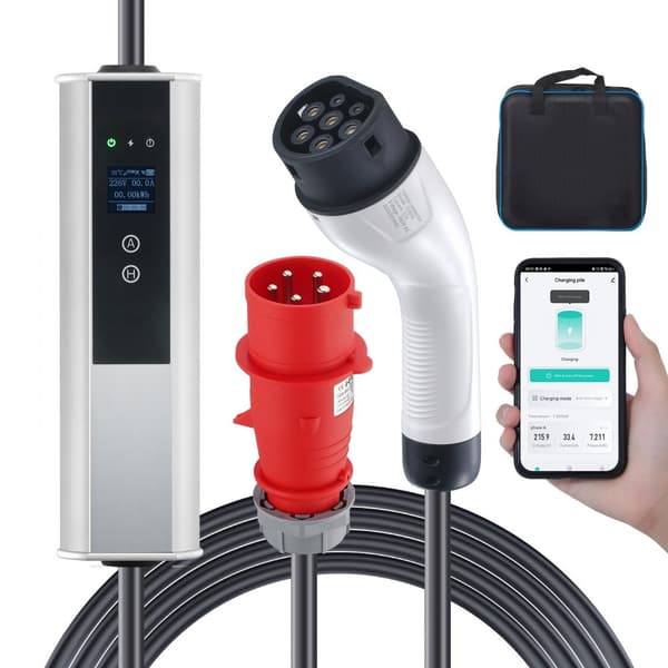 Kannettava Tyyppi 2 EV-laturi, 32A CEE, 7,5m, 230V/400V - tehokas latausratkaisu sähköautoille.