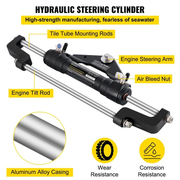 Hydraulisk udvendig styringssystem 300 HK, styring med pumpemotor, hydraulisk bådstyring med 22 fods slange til bådssystem.