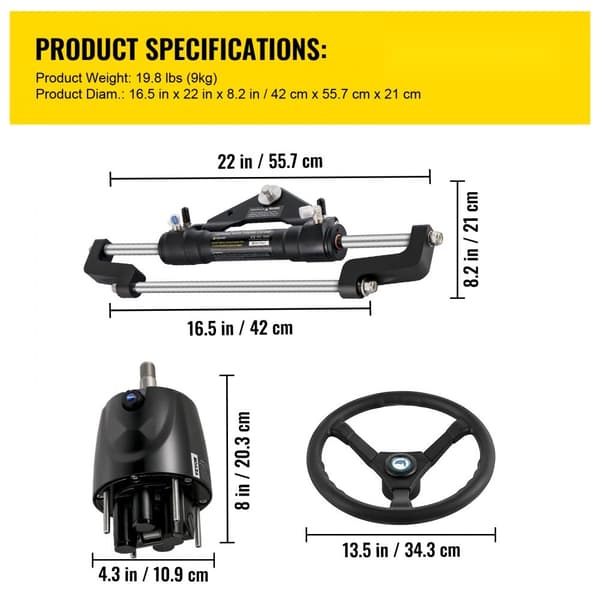 Hydraulisk udenbordsmotor-styresæt HK6400A-3 til marine med 300 HK. Ideelt til bådmanøvrering.