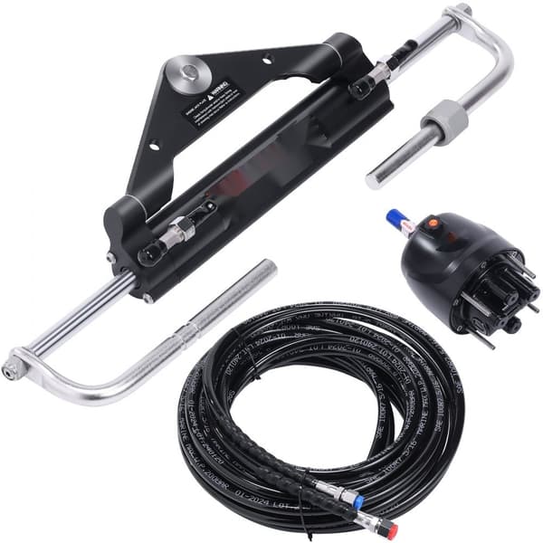Hydraulisk bageste styresystem kit, 150HK, til både. Inkl. rorpumpe, låsecylinder og 24 fod hydraulikslange til enmotors både.