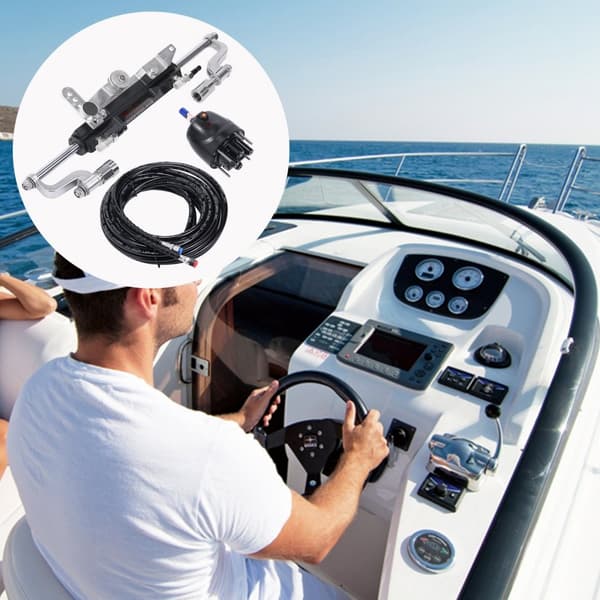 Hydrauliskt utombordarsystem, 300HK, marin båt hydraulisk styrning, med rorpump och 26 fot slang för enmotoriga båtar.