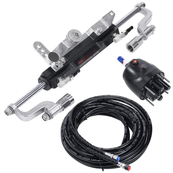 Hydrauliskt utombordarsystem, 300HK, marin båt hydraulisk styrning, med rorpump och 26 fot slang för enmotoriga båtar.
