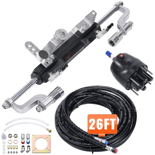 Hydrauliskt utombordarsystem, 300HK, marin båt hydraulisk styrning, med rorpump och 26 fot slang för enmotoriga båtar.