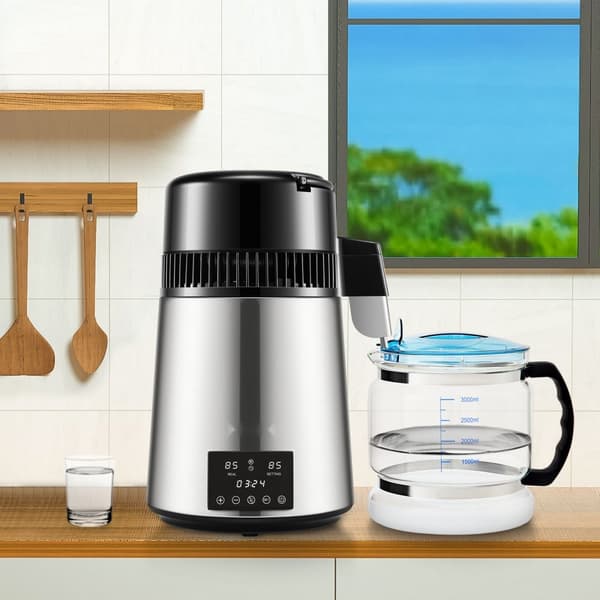 Veden tislauslaite 4L, 1,5 L/H, aikataulu, kaksoislämpötila, hopea. Tehokas ja kätevä!