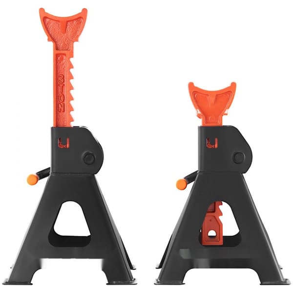 Jackstandere, 3 ton kapacitet (6.000 lbs), justerbar højde 10,8-16,3 tommer, perfekt til SUV, pickup og ATV/UTV. Rød, 1 par.