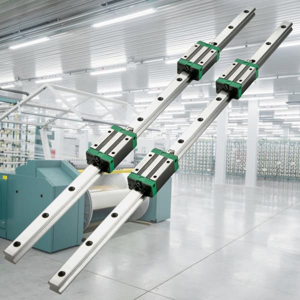 Lineaarisuunnat, 1700 mm, CNC-lineaarivarsi, 4 HSR 20 UU -laakeriblokkia, HSR 20-sarjan ohjausprofiili.