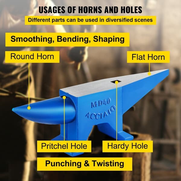 Pro Horn Ambolt 88,2LBS/40KG Stål Ambolt 600 mm Længde, Bærbar, Robust Støbejern til Stald & Arbejdsbænk Smed Værktøj.