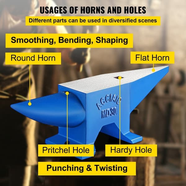 Pro Horn Alsin 30KG/66.1LBS Teräksinen, kestävä valurautainen seppäalasin työpenkki, kannettava ja vankka.