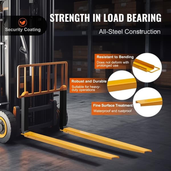 Pallegaffelforlænger, 72" Længde, 5,5" Bredde. Robust carbonstål til gaffeltrucks. Ideelt industrielt tilbehør i gul.