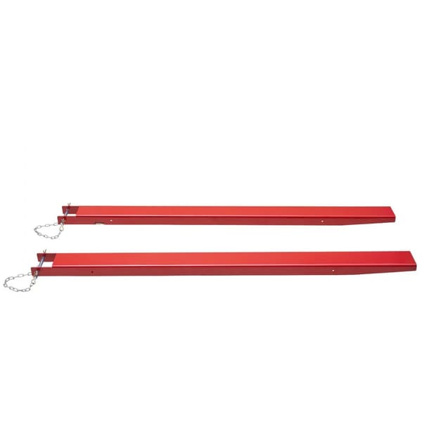 Pallegaffelforlænger, 82” Længde, 4,5” Bredde, Heavy Duty Carbon Steel. Robust gaffeltrucktilbehør (1 par) i rød.