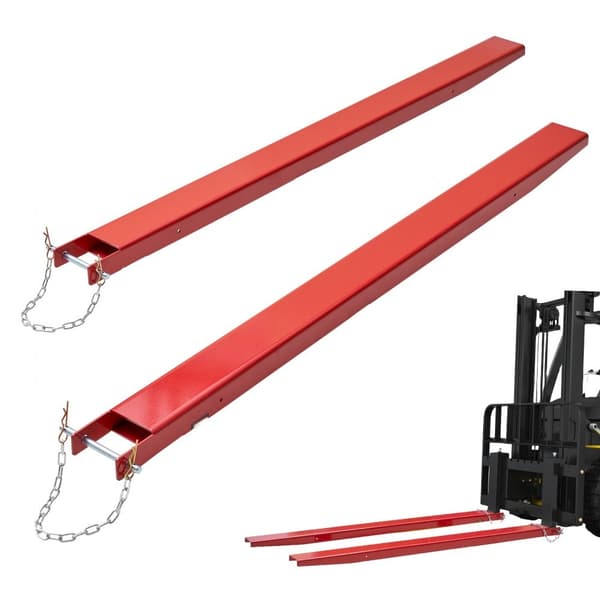Pallegaffelforlænger, 82” Længde, 4,5” Bredde, Heavy Duty Carbon Steel. Robust gaffeltrucktilbehør (1 par) i rød.