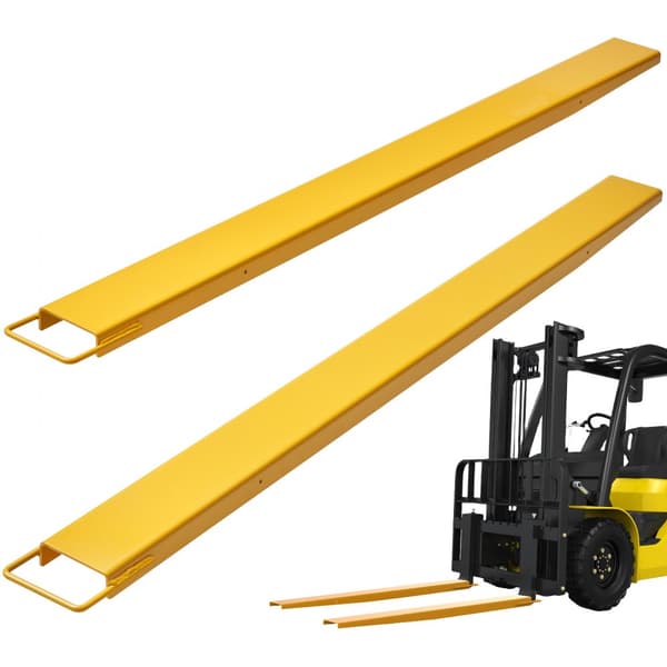 Pallegaffelforlænger, 84" Længde, 5,5" Bredde, Robust kulstofstål til gaffeltrucks. Ideelt industrielle gaffeltruckforlængere, gul.