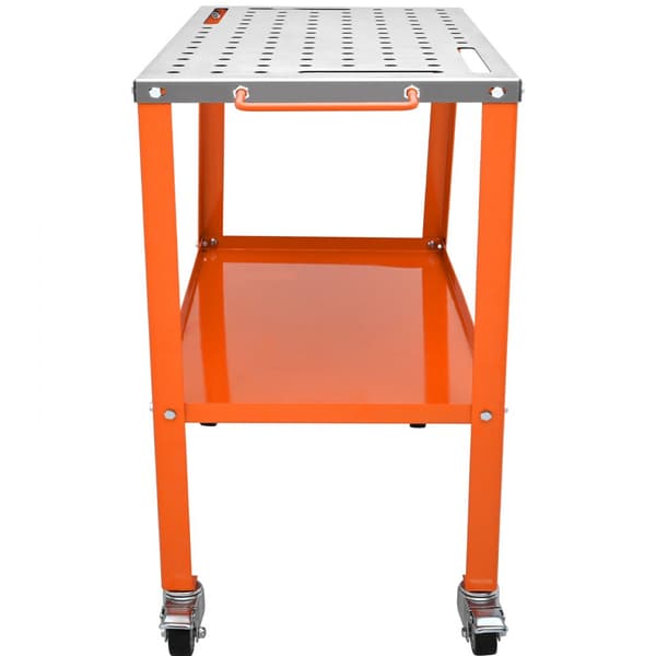 Svejsebord 36" x 18", 1200 lbs kapacitet. Mobil stålsvejsebord med 2 lag, bremsehjul og 4 værktøjsåbninger. Praktisk arbejdsbænk!