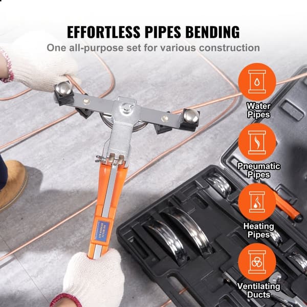Pibe Tube Bender, 1/4"-7/8" ratchetbøjer, 90° rørbøjning til HVAC reparation og køleskabe, inkl. 7 matriceværktøjer.