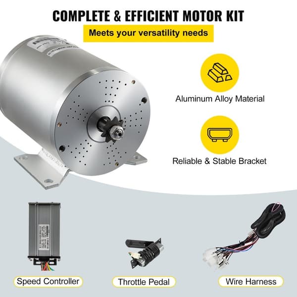 1800W elektrisk børsteløs DC-motor 48V, hurtig motor med 38A styring og gaspedal til el-scooter, Go Kart og E-cykl.