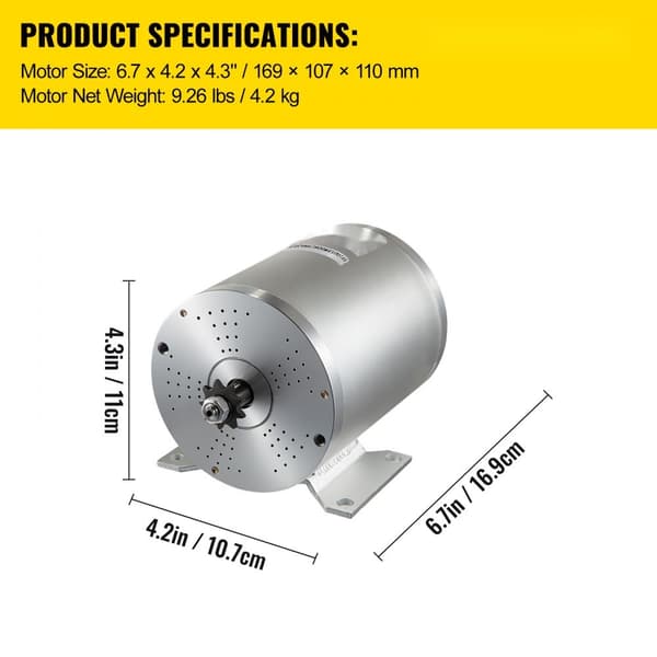 1800W elektrisk børsteløs DC-motor 48V, hurtig motor med 38A styring og gaspedal til el-scooter, Go Kart og E-cykl.