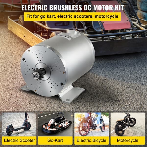 1800W elektrisk børsteløs DC-motor 48V, hurtig motor med 38A styring og gaspedal til el-scooter, Go Kart og E-cykl.
