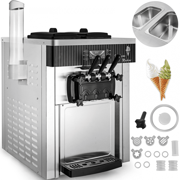 Speiseeisbereiter Vit Eismaskin 2200 W, 2 x 6 L Bordmaskin för glass, 220 V, med äggställ i rostfritt stål.