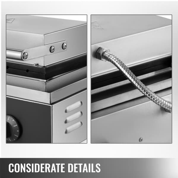 Vaffeljern 1500 W, vaffelmaskine, bakke 130 x 30 mm, justerbar temperatur 50-300 °C, bagetid 0-5 minutter.