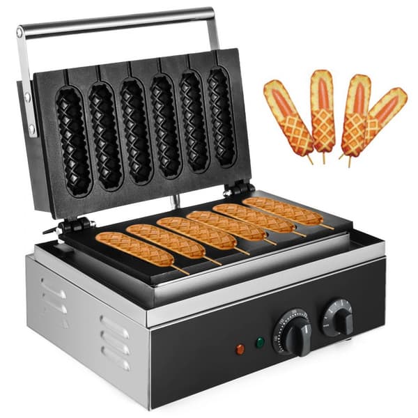 Vaffeljern 1500 W, vaffelmaskine, bakke 130 x 30 mm, justerbar temperatur 50-300 °C, bagetid 0-5 minutter.