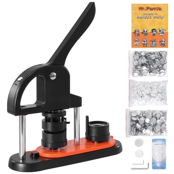 Knappemaskine, 1,25 tommer/32 mm, installationsfri, DIY-badge kit med 500 dele og cirkelcutter - perfekte gaver til børn.