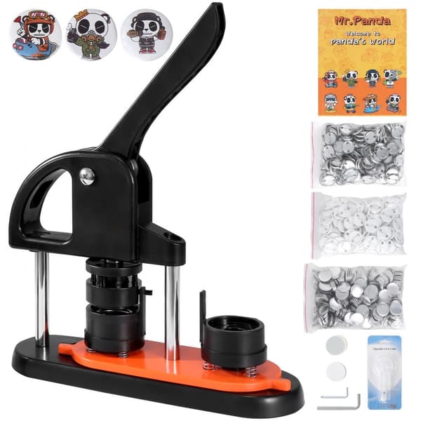 Knappemaskine, 1,25 tommer/32 mm, installationsfri, DIY-badge kit med 500 dele og cirkelcutter - perfekte gaver til børn.