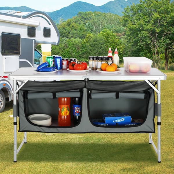 Camping Köksbord Fällbart Bärbar Matlagningsstation 3 Justerbara Höjder