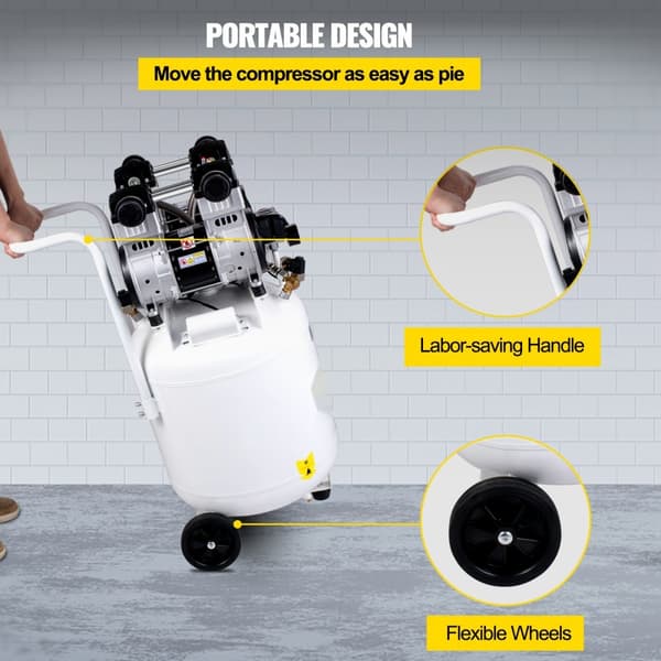 90L öljytön ilmakompressori, 3HP, hiljainen 115PSI, 14.3CFM - täydellinen renkaiden täyttöön ja talon kunnostukseen!