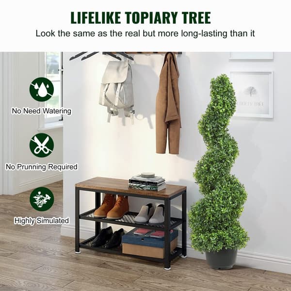 Konstgjorda buxbom topiaries, 4 fot höga (2 st), året runt grön, utbytbara löv för inomhus/utomhus dekoration.