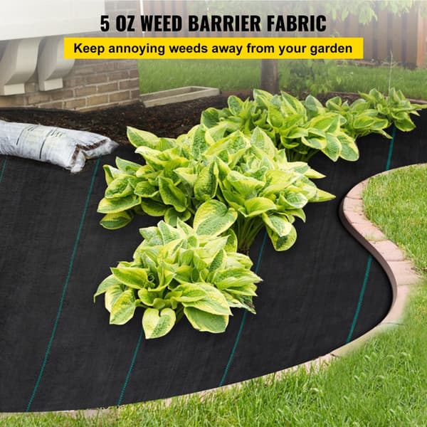 ogräsbarriär landskapstyg 5x250ft, 5 oz premium markskydd, heavy duty PP, enkel installation, dubbla lager för trädgård och gräsmatta.
