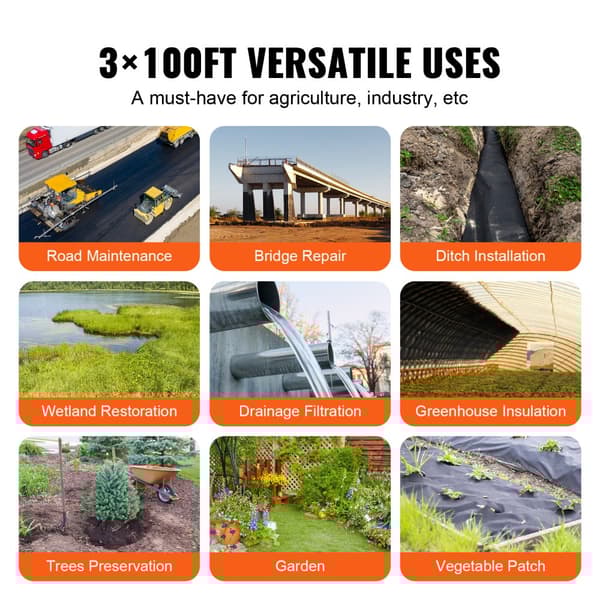 Uppfartstyg, 3x100FT ovävt geotextil, Heavy Duty Ogräsbarriär, 4OZ Landskapstyg, Dräneringstyg, Marktäckande Ogräsbekämpning.