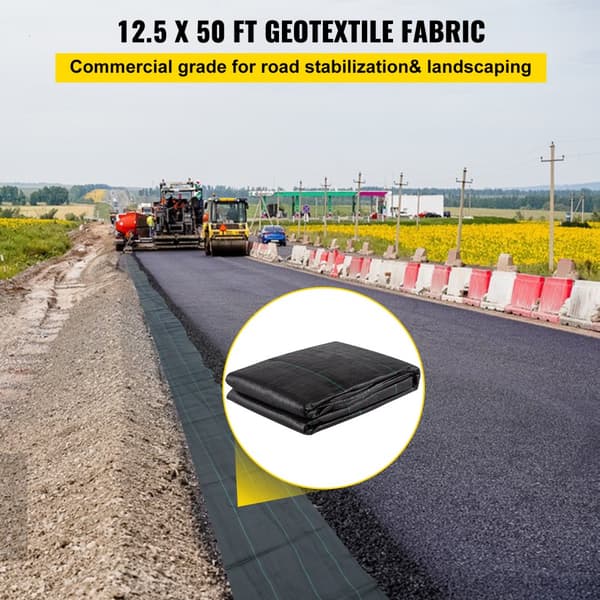 Geotextilväv 12,5' x 50' för uppfart och landskapsdesign, 3,5 oz. Hållbart material för effektiv dränering.