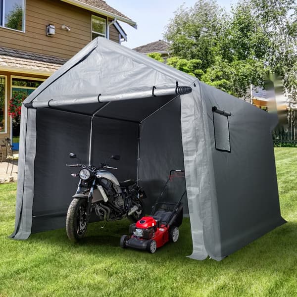 Bærbar garageopbevaring: Opbevaringsskur med lynlåsdør, mål 8 x 14 x 7,6 fod. Perfekt til extra plads!