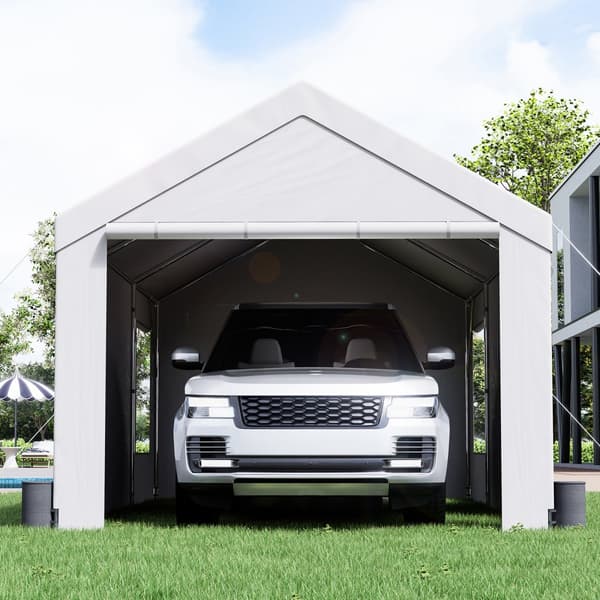 Raskaan käytön autotalli 12x20 ft, irrotettavat sivuseinät, UV-suojattu, vedenpitävä suoja SUV:lle ja veneelle.