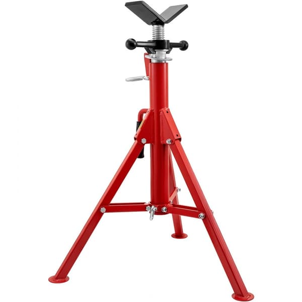 V-Kopf-Rörställ, 1/8"-12" kapacitet, justerbar höjd 28"-52", 2500 lb bärförmåga, portabelt hopfällbart ställ, kolstål.