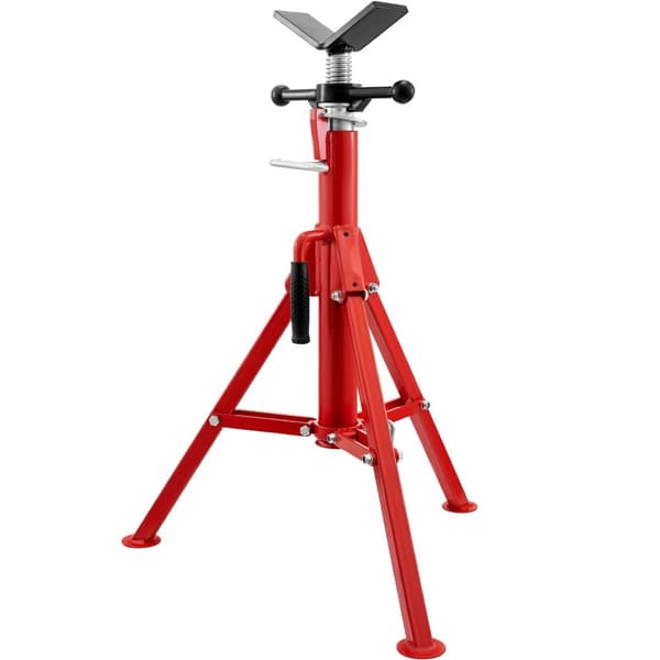 V-Kopf-Rörställ, 1/8"-12" kapacitet, justerbar höjd 28"-52", 2500 lb bärförmåga, portabelt hopfällbart ställ, kolstål.