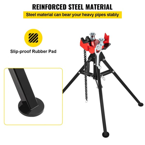 Tripod Rør Kæde Skruestik | Rørkapacitet 1/8"-5" | Længde 36,4" | Bærbare foldestålben | Ideel til fabrik, værksted og hjemmebrug.