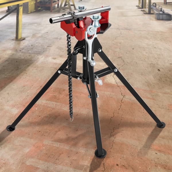 Tripod Rør Kæde Skruestik | Rørkapacitet 1/8"-5" | Længde 36,4" | Bærbare foldestålben | Ideel til fabrik, værksted og hjemmebrug.