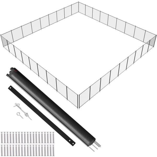 Poolhegn, 4 x 108 FT til nedgravede pools, aftageligt børnesikring, DIY installation, 340g Teslin PVC mesh beskytter børn og kæledyr.