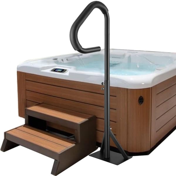 Boblebadshåndliste, 360° drejeligt spa-sidegelænder, justerbart fra 35"-57", rustfrit aluminium, 600 LBS kapacitet til inden- og udendørs brug.
