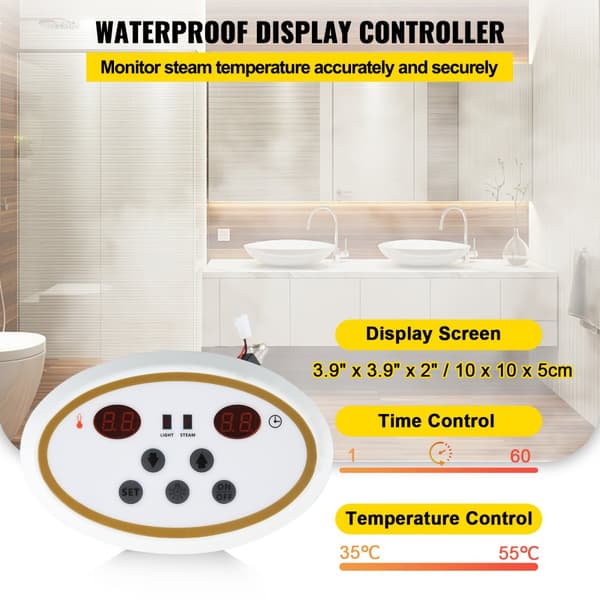 9KW ånggenerator för SPA-rum, digital display, 35℃-55℃, bastu, hem & kommersiell ånggeneratorsats.