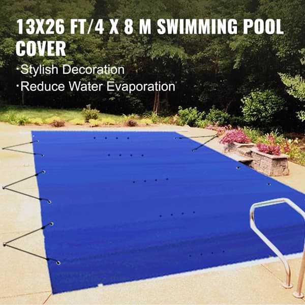 Poolskydd, 13x26 ft Markpoolskydd i blå PVC, Rektangulärt Vinterpoolskydd, Solid Säkerhet för Pool.