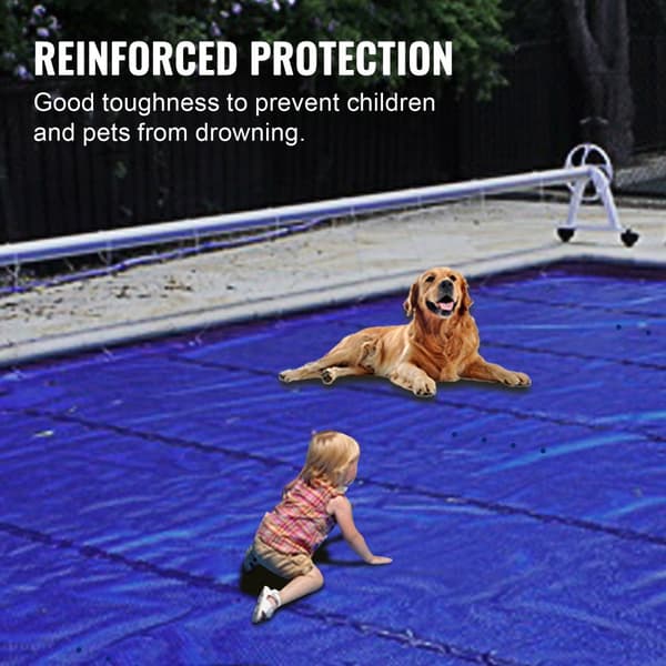 Poolskydd, 13x26 ft Markpoolskydd i blå PVC, Rektangulärt Vinterpoolskydd, Solid Säkerhet för Pool.