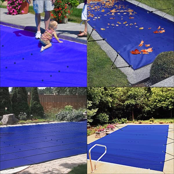 Poolskydd, 13x26 ft Markpoolskydd i blå PVC, Rektangulärt Vinterpoolskydd, Solid Säkerhet för Pool.