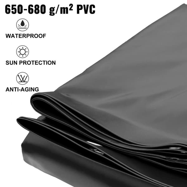 Pool sikkerhedså covering, 11,5x16 ft i jorden, sort PVC rektangulær afdækning til swimmingpool. Solid vinterbeskyttelse.
