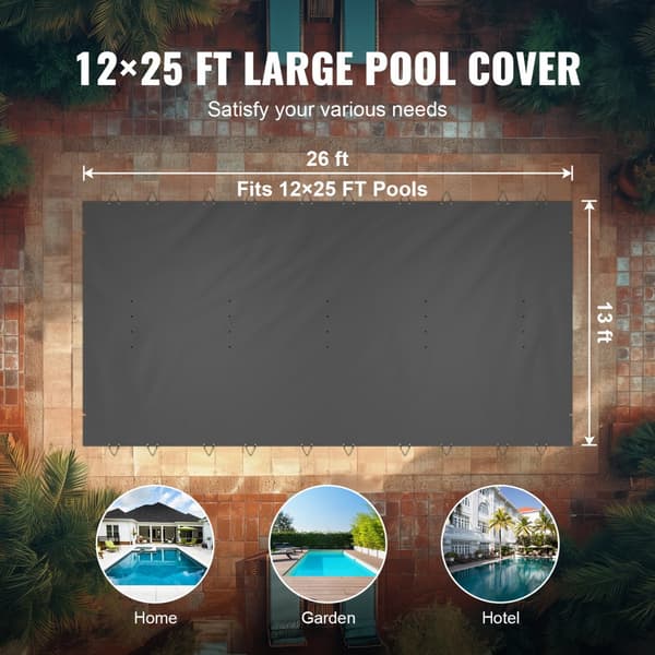 Altaan suojapeite 13x26 jalkaa, hiilipohjainen PVC-kansi talvisuojaksi suorakulmaiseen uima-altaaseen.
