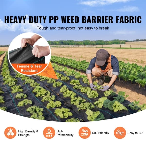 13FTx108FT Premium Heavy Duty ogräsbarriär, 5OZ vävt geotextil, hög permeabilitet för ogräsblockering och trädgård.