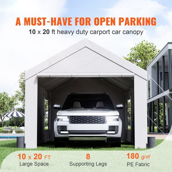 Carport, kraftigt 10x20 ft bilkapell, utomhusskydd med avtagbara väggar, ventilerade fönster och dörrar, UV-beständig.
