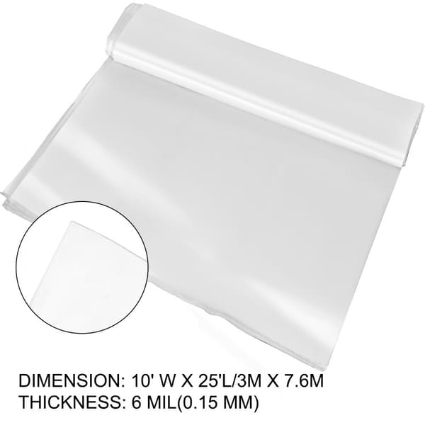 Drivhusfilm 3x7,6 m, 6 Mil polyethylen, UV-bestandig, transparent, stærk og holdbar - perfekt til optimal opvarmning i drivhuset.